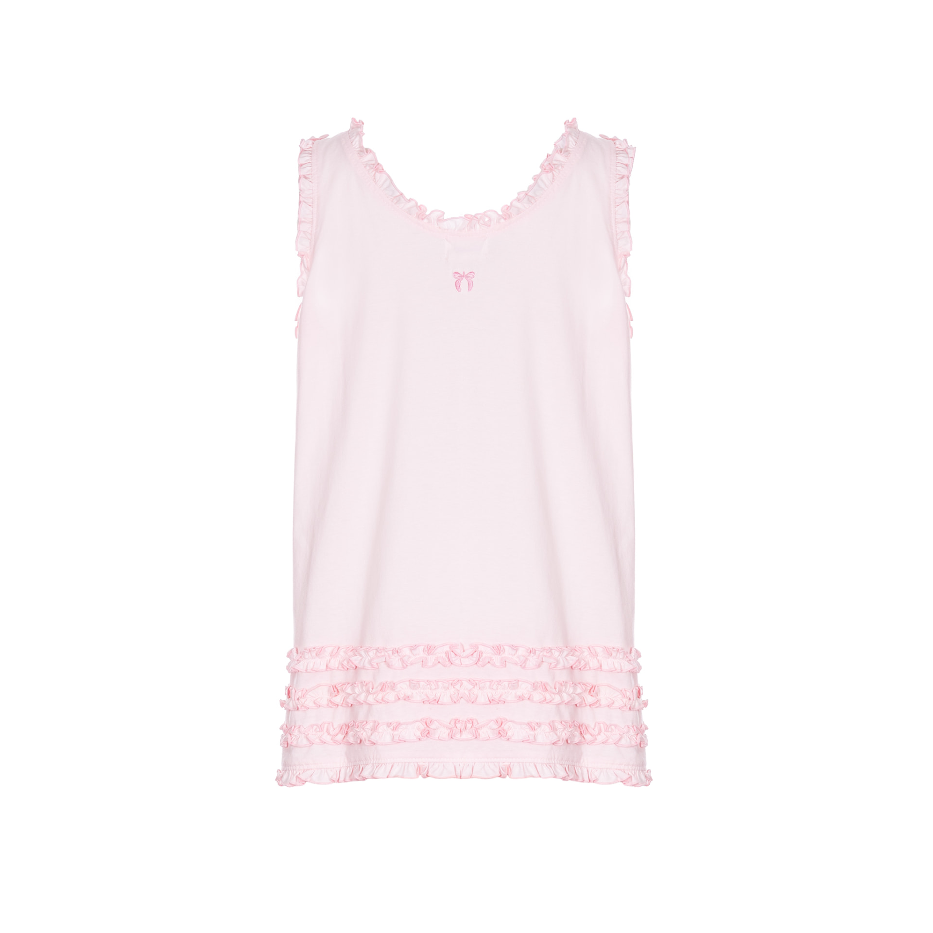 Back of the June pyjama top with embroidered pink bow